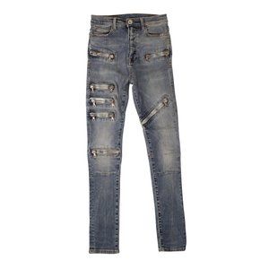 UNRAVEL PROJECT Denim Moonwash Multi-Zip Jeans Size 26 $910